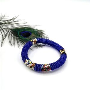 Maasai Beaded Roll-on Bracelet #1Blue